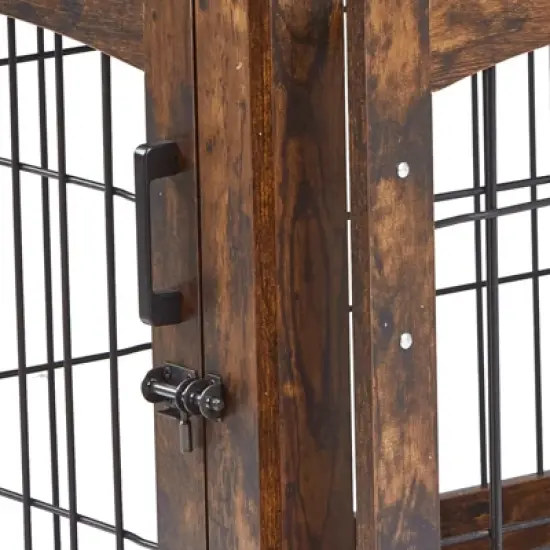 58 Inch Dog Crate Furniture &ndash; 2 Room Indoor Kennel with Large Drawers, Durable Pet House image {6}