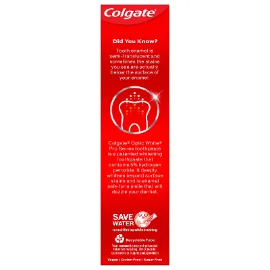 Colgate Optic White Pro Series Stain Prevention Hydrogen Peroxide Toothpaste - 3oz image {12}