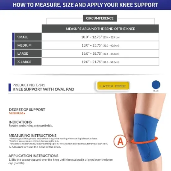 OTC Knee Support, Oval Pad, Slip-on Sleeve, Neoprene image {4}