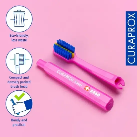 Curaprox Ortho Travel Refill Brush Heads for CS 5460, Pink, 2-Pack for Braces Care image {3}