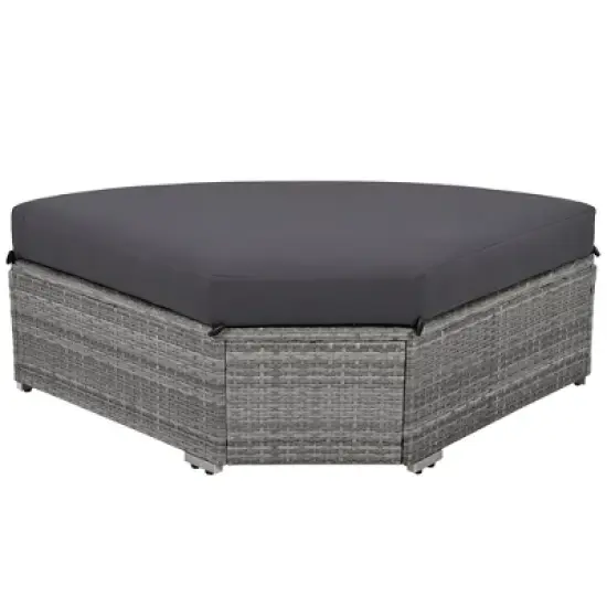 FIONECA Outdoor Patio Rattan Daybed Sectional Furniture Set with Cushions & Center Table &uml;C Grey, Perfect for Patio, Lawn, or Pool image {15}