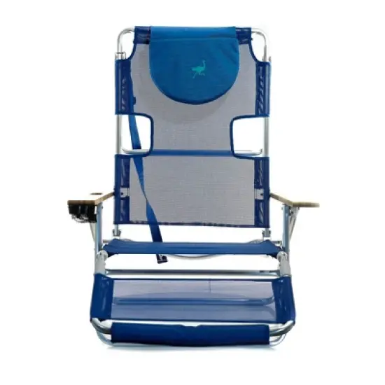 Ostrich 3N1 Lightweight Aluminum Frame 5-Position Reclining Beach Chair and Ladies Comfort On-Your-Back Outdoor Beach Chair with Backpack Strap, Blue image {3}