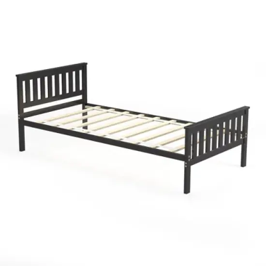 Costway Twin Wood Platform Bed with Headboard and Footboard Mattress Foundation image {7}