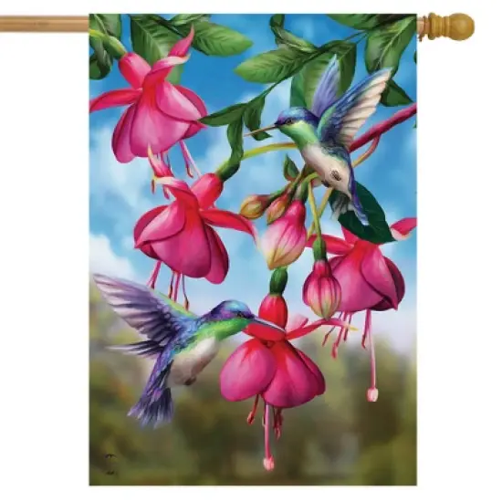 Flight Of The Hummingbirds Spring House Flag Floral 28" x 40" Briarwood Lane image {1}