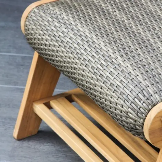 Auburn Upholstered Teak Outdoor Ottoman - Cambridge Casual: Weather-Resistant, Quick Dry Foam Cushion image {7}