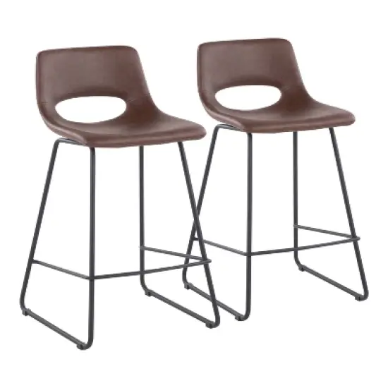 Set of 2 Robbi Steel/Faux Leather Counter Height Barstools - LumiSource image {9}