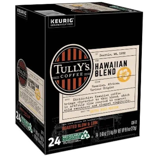 Tully's Coffee Hawaiian Blend Coffee Pods - Medium Roast - 24ct image {1}