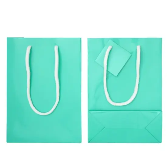 Blue Panda 20-Pack Small Teal Gift Bags with Handles, Tag, and Tissue Paper Sheets for Baby Shower, Wedding, Anniversary Party Favors, 7.9x5.5x2.5 in image {5}