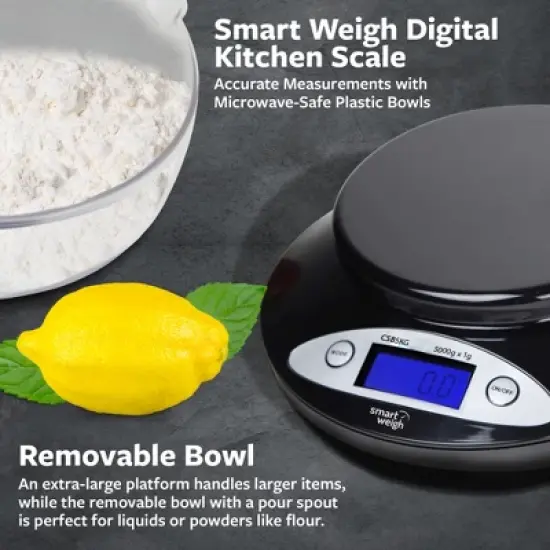 Smart Weigh Digital Scale with Removable Bowl - 11lbs image {5}