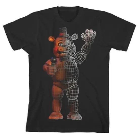 Five Nights at Freddy's Freddy Fazbear Split Boy's Black T-shirt image {3}