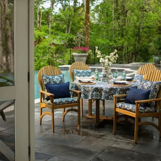 Indoor/Outdoor 2pc Woodblock Prism Blue Squared Corners Seat Cushion - Pillow Perfect image {4}