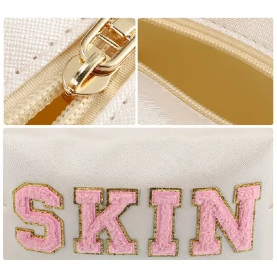 Unique Bargains Patch Small Makeup Bag Alphabet Pattern Toiletry Bag Travel Cosmetic Organizer for Women Daily Use image {2}