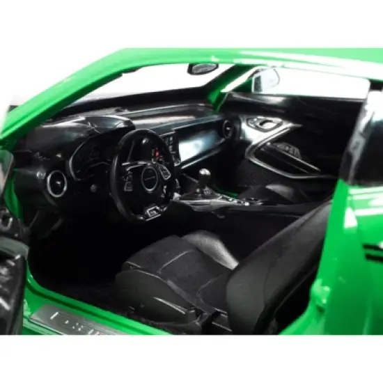 2017 Chevrolet Nickey Camaro SS 1LE Krypton Green with Matt Black Hood and Black Stripes 1/18 Diecast Model Car by Auto World image {3}