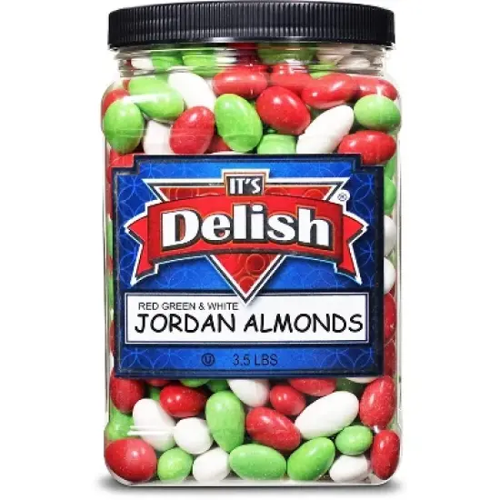 White, Red & Green Jordan Almonds by It's Delish, 3.5 lbs. Jumbo Container image {2}