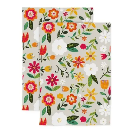 MU Kitchen 2pk Cotton Designer Retro Floral Kitchen Towels image {3}