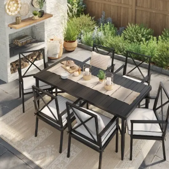 2pc Searsburg Aluminum Outdoor Patio Dining Chairs Arm Chairs Black - Threshold&trade; image {1}