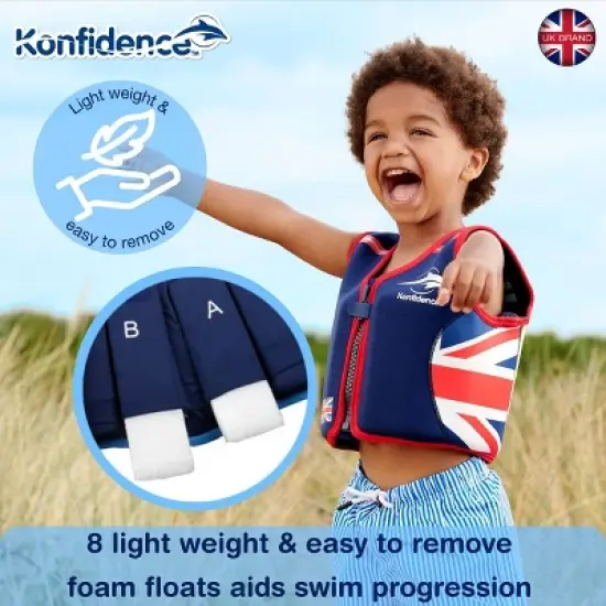 Konfidence Learn to Swim Buoyancy Jacket with Removable Support Strap in Ladybird image {4}