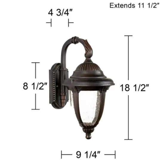 John Timberland Casa Sierra Rustic Vintage Outdoor Wall Light Fixture Bronze Downbridge 18 1/2" Clear Seedy Glass for Post Exterior Barn Deck House image {2}