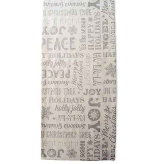 Design Imports  Christmas Silver Holiday Collage Printed Metallic Table Runner, Silver, 14X72" image {3}