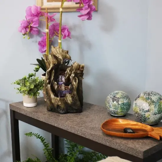 Sunnydaze Indoor Home Decorative Cascading Caves Waterfall Tabletop Water Fountain with LED Lights - 14" image {6}