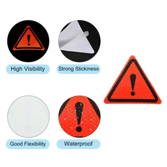 Unique Bargains Waterproof High-Visibility Warning Adhesive Reflective Triangle Labels 3.94" x 3.94" 2 Pcs image {3}