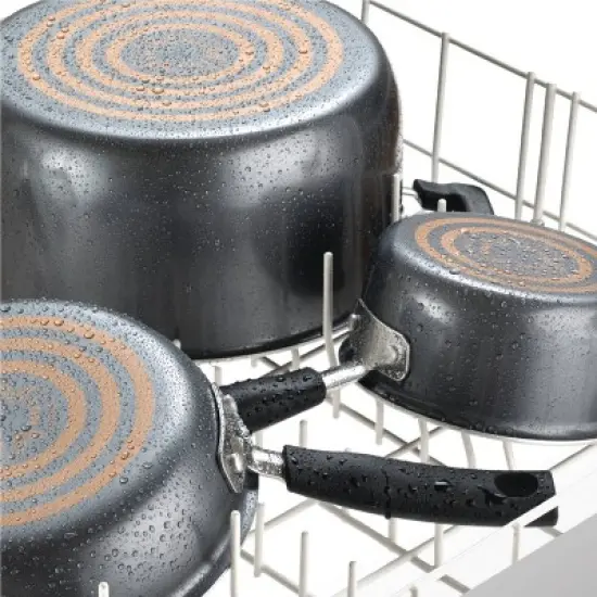 T-fal 12pc Signature Titanium Nonstick Cookware Set Dark Gray: Safe Nonstick, Tempered Glass Lids, Oven-Safe, Ergonomic Handles image {4}