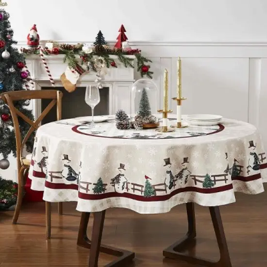 Avanti Linens Country Snowman 70" Round Tablecloth image {1}