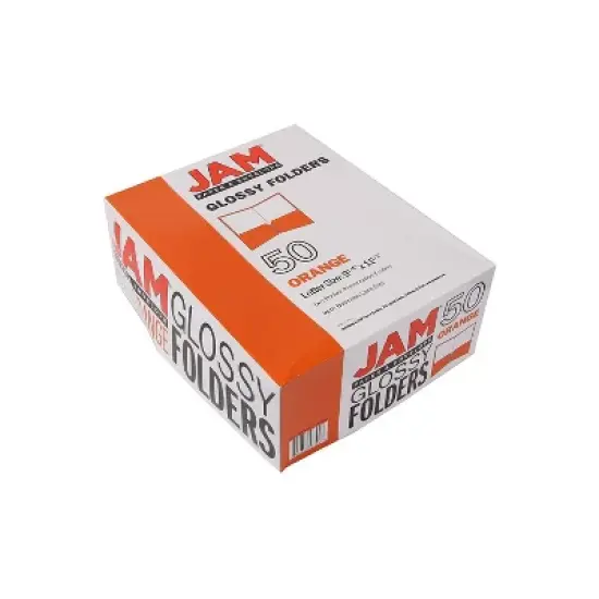 JAM Paper Laminated Two-Pocket Glossy Presentation Folders Orange 385GORD image {6}
