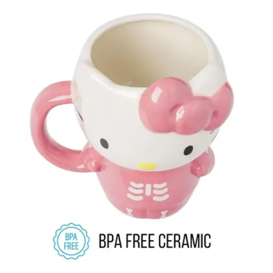 Silver Buffalo Sanrio Hello Kitty Pink Skeleton Costume 20 Ounce 3D Sculpted Ceramic Mug image {4}