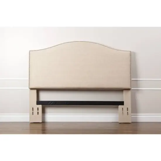 Full/Queen Sophia Nailhead Trim Linen Headboard Wheat - Abbyson Living image {1}