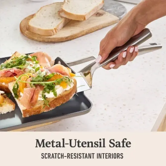 Calphalon Premier Ceramic Mushroom Square Griddle: Nonstick Anodized Aluminum, Oven & Dishwasher Safe, 10-Year Warranty image {5}