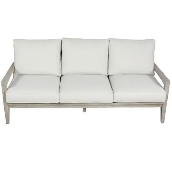 Courtyard Casual Driftwood Gray Teak Surf Side Outdoor Three Seater Sofa with Cushions image {3}