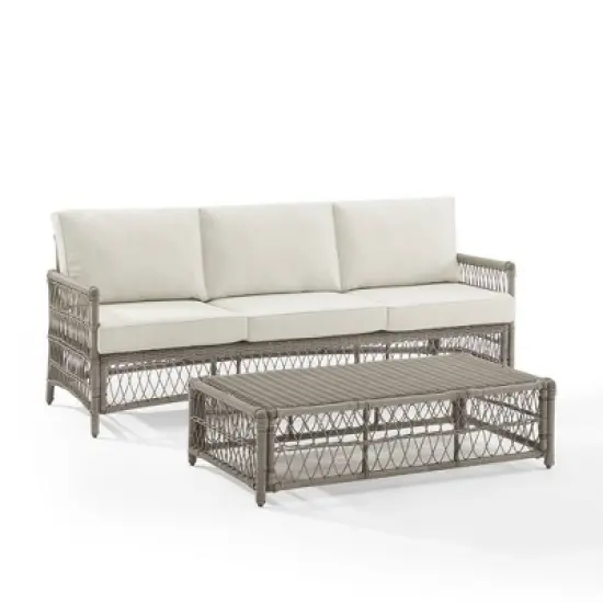 2pc Thatcher Outdoor Steel Conversation Set Creme/Driftwood - Crosley image {8}