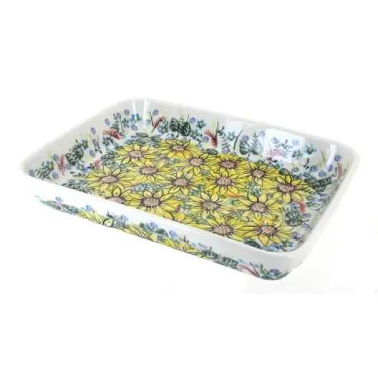 Blue Rose Polish Pottery 150 Vena Medium Rectangular Baker image {11}