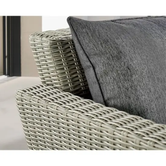 All-Weather Wicker Albany Outdoor Corner Sectional Sofa Gray - Alaterre Furniture image {6}