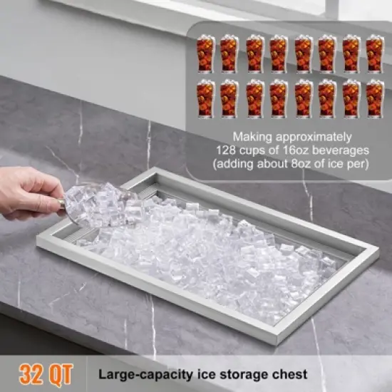 VEVOR Drop in Ice Chest, 20"L x 14"W x 12"H Stainless Steel Ice Cooler, Commercial Ice Bin with Cover, 40 qt Outdoor Kitchen Ice Bar image {2}