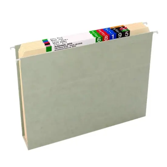 Smead TUFF  Hanging Box Bottom Folder with Easy Slide  Tab, 2" Expansion, 1/3-Cut Sliding Tab, Letter Size, Steel Gray, 18 Per Box (64240) image {7}