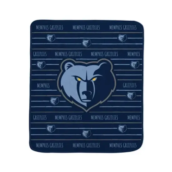 NBA Memphis Grizzlies Logo Stripe Binding Edge Flannel Fleece Blanket image {1}
