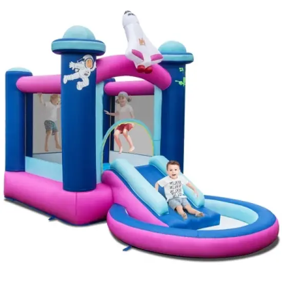 Costway Inflatable Space-themed Bounce House Kids 3-in-1 Bounce Castle W/ 550W Blower image {9}