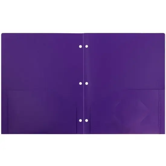 JAM 6pk Heavy Duty 3 Hole Punch 2 Pocket School Presentation Paper Folder Purple image {1}