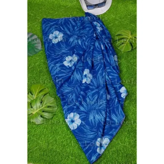 LA LEELA Men's Sarong Aloha Beach Pareo Wrap One Size Tropical Floral Leafs Blue image {4}