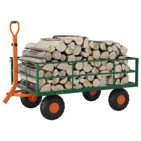 Steel Garden Cart with 10" Wheels, Wagon Cart, Removable Sides, 180&deg; Handle for Lawn, Farm, Outdoor image {2}