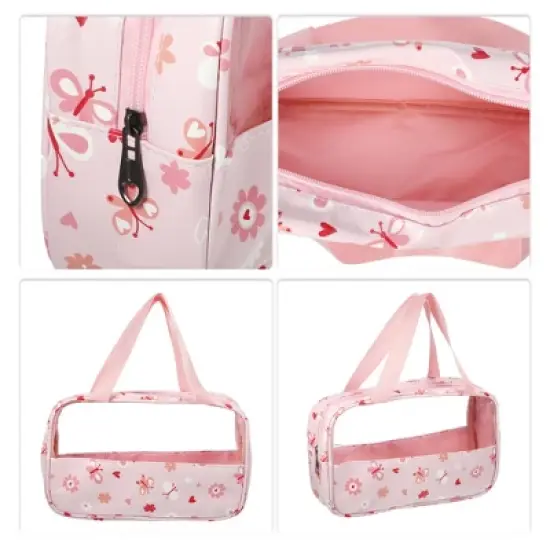 Unique Bargains Women's Durable Makeup Bag Pink 3 Pcs image {2}