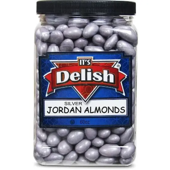 Silver Jordan Almonds by It's Delish, 3.75 lbs (60 Oz) Jumbo Container image {2}