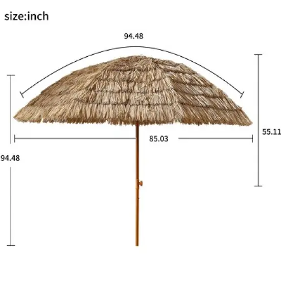 Okak 8 Ft Thatch Patio Umbrella,Straw Umbrella for Patio,Palapa,Tropical/Hawaiian/Hula,Tiki Hut&Beach Umbrella image {2}