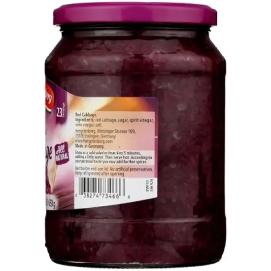 Hengstenberg Red Cabbage - Case of 12/24 oz image {4}
