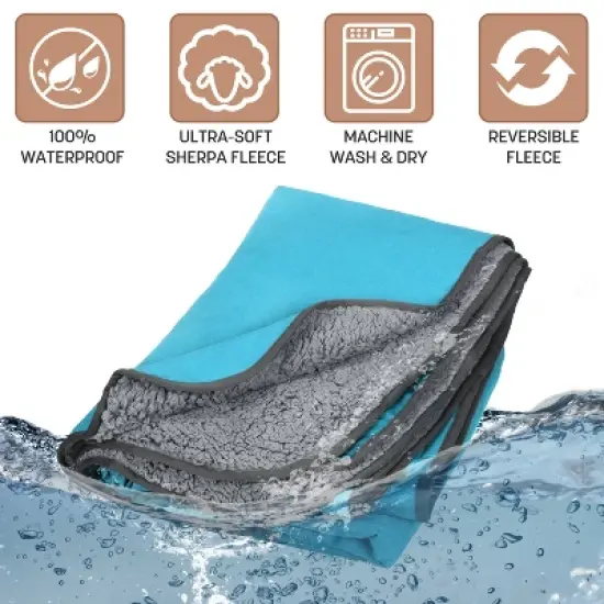 Tirrinia Waterproof Outdoor Blanket with Fleece Lining, Windproof Triple Layers Warm Comfy Foldable for Camping Stadium, Grass, Concerts, Car image {6}