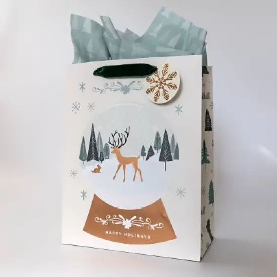 Soular Powered Large Gift Bag with Tissue Snow Globe image {3}