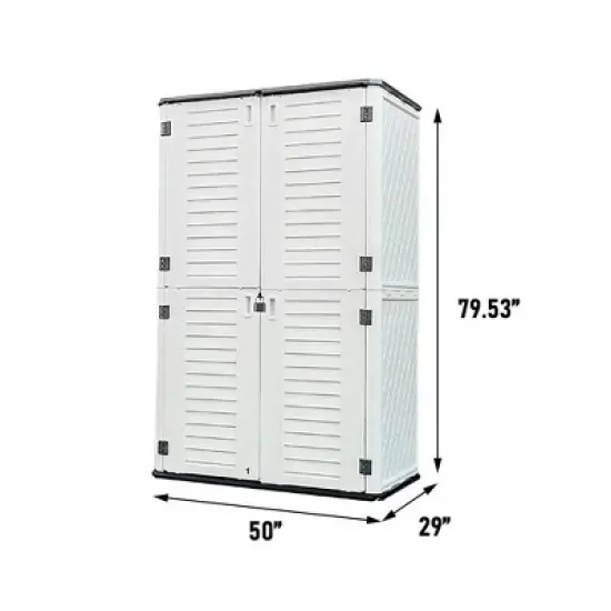 WELLFOR 380 gal Vertical Storage Deck Box Beige image {9}