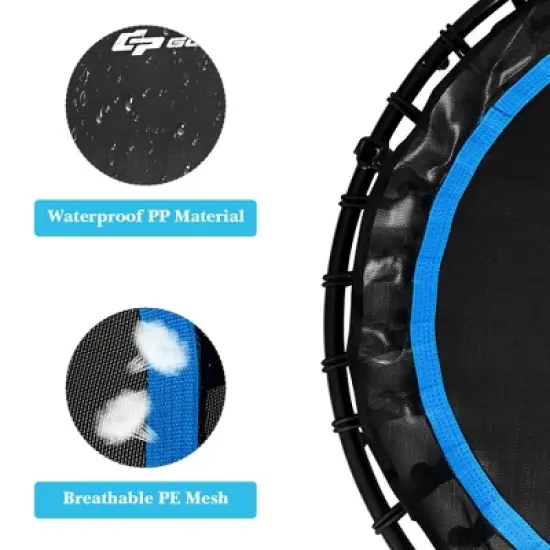 Costway 40'' Foldable Trampoline Fitness Rebounder with Resistance Bands Adjustable Home Green/Blue/Red image {9}